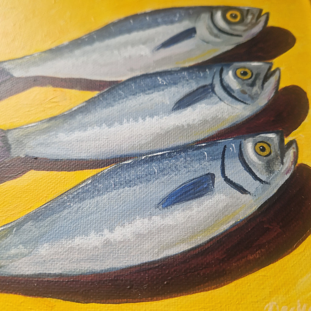 Three Sardines – Original Framed Acrylic Painting