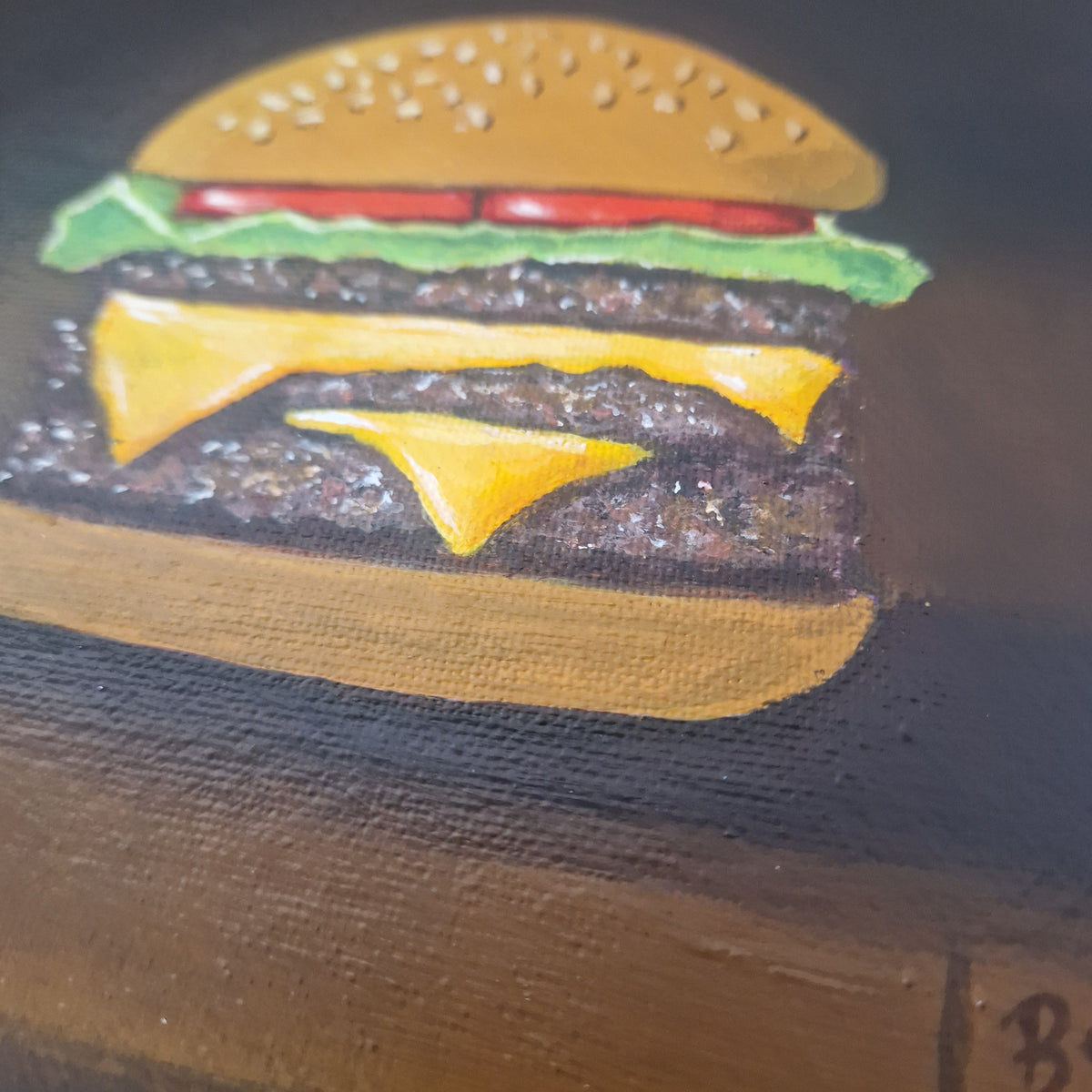 Double Cheeseburger – Original Framed Acrylic Painting