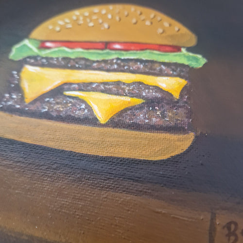 Double Cheeseburger – Original Framed Acrylic Painting
