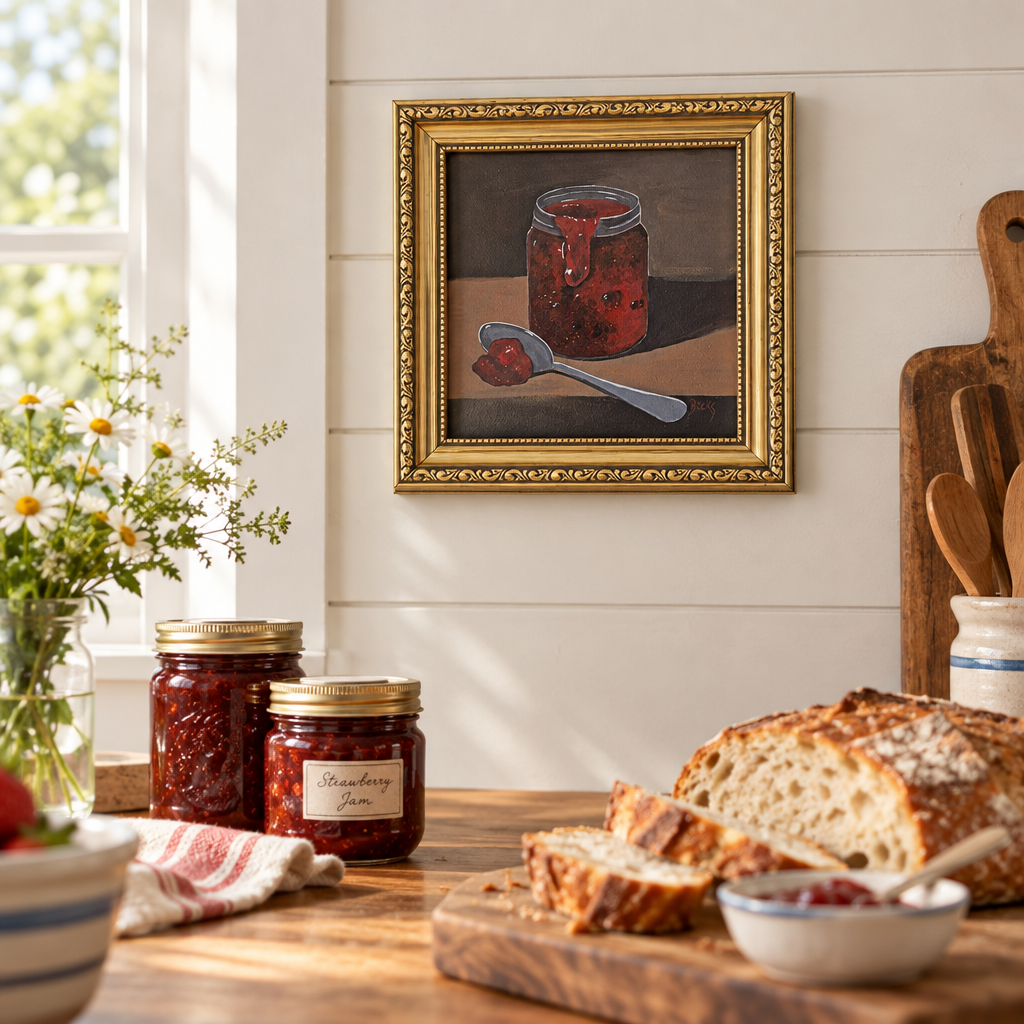 Jam painting in a farmhouse kitchen