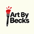 Paintbrush logo for Art By Becks with a red-tipped brush
